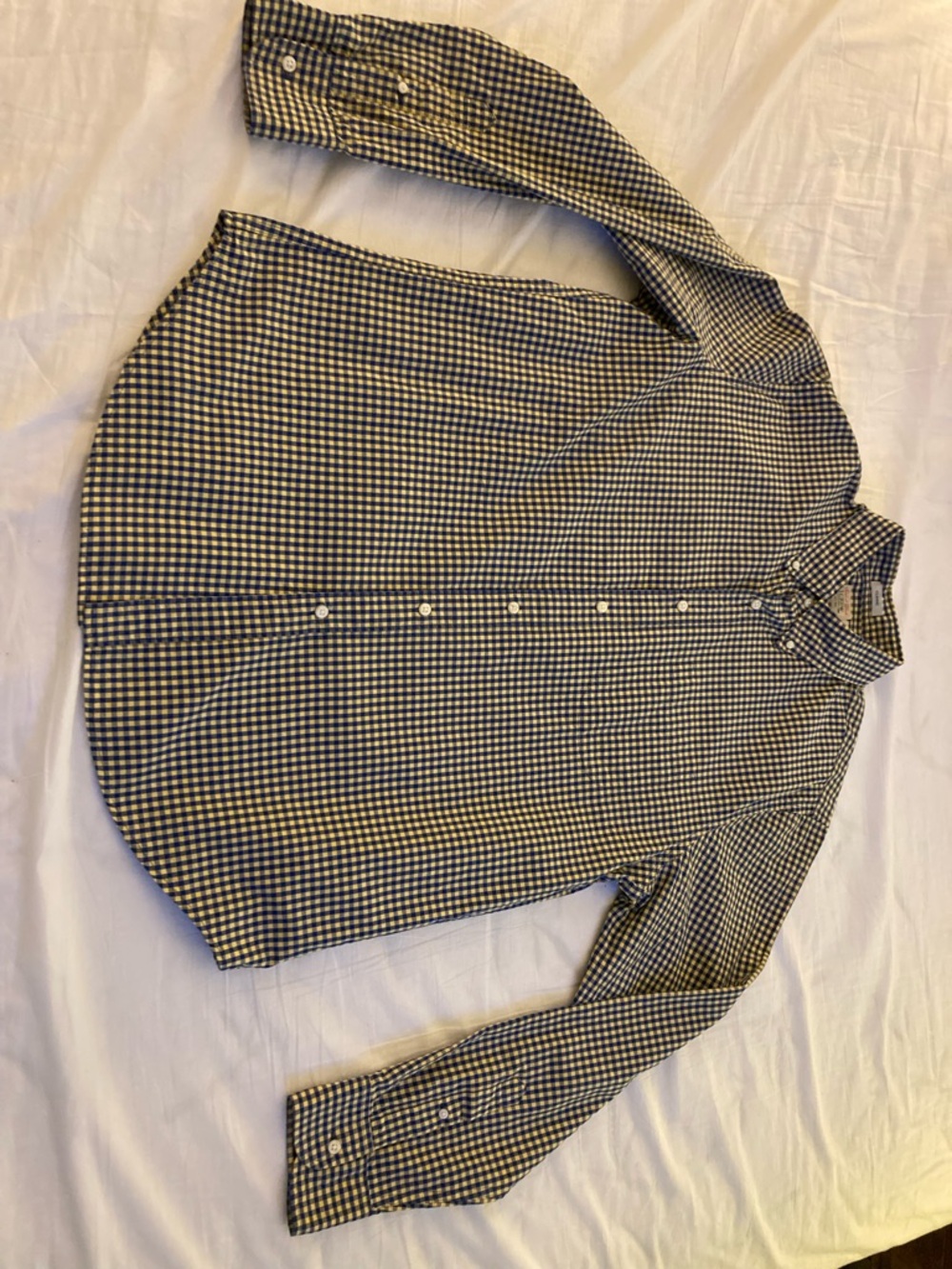 J. Crew Men's Yellow and Green Button-Down Shirt
